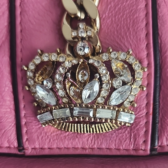 Wilsons Pink Leather Shoulder Bag W/ Removable Brass Chain Strap - Picture 3 of 12